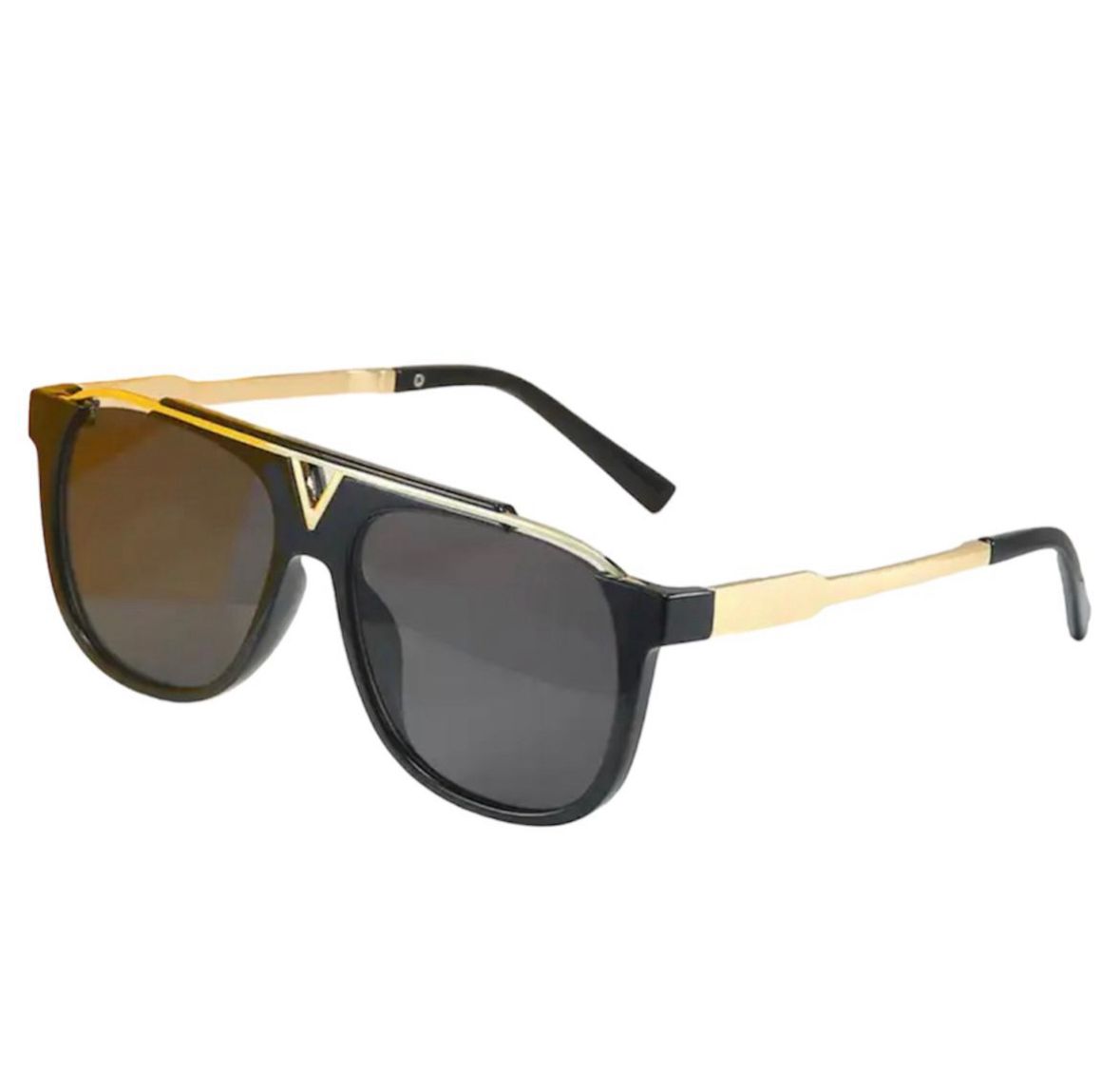 V Zonnebril Zwart/Goud Frame Met Zwart Glas
