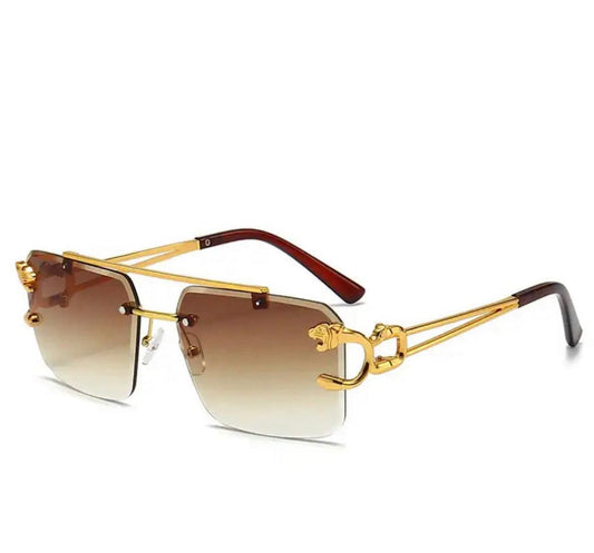 Tijger Zonnebril Goud Frame Bruin Glas