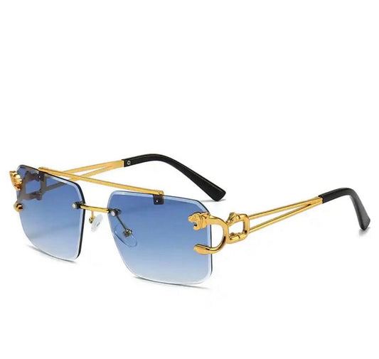 Tijger Zonnebril Goud Frame Blauw Glas