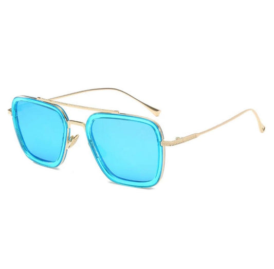 LesSunGlass - Goud frame Donkerblauw Glas